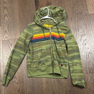 Aviator Nation Hooded Jacket with Zipper and Stripes